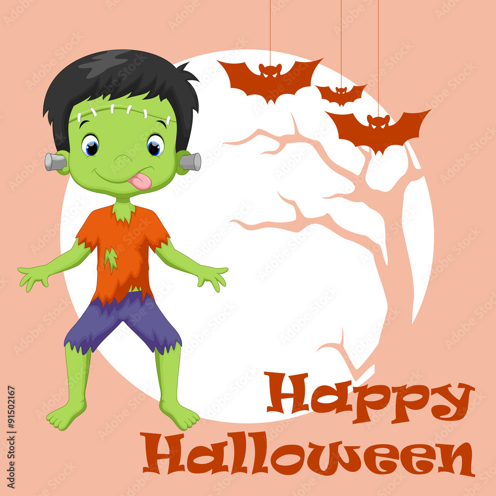 Fototapeta premium Little boy dressed up as Frankenstein