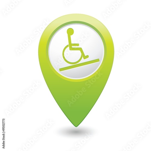 Map pointer with handicap icon. Vector illustration
