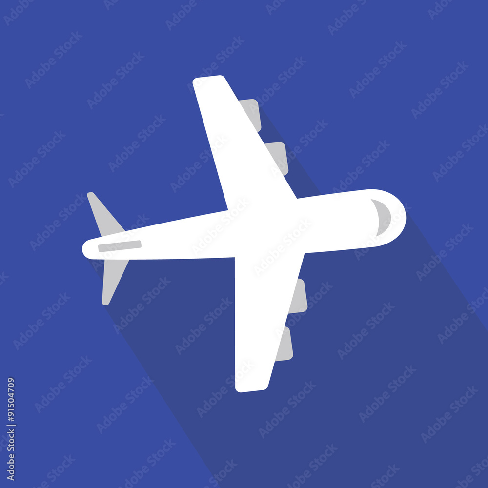 Obraz premium Airplane icon. Modern flat icon with long shadow effect