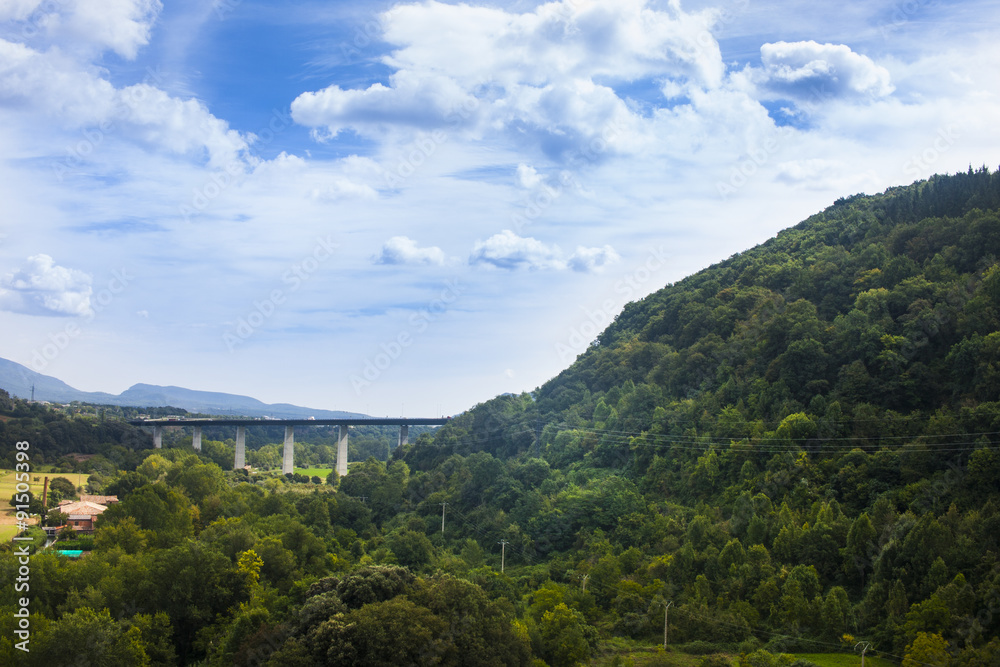 Fototapeta premium Puente y montaña
