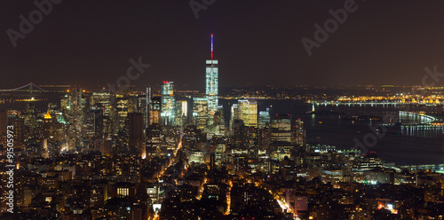Aerial night view of Manhattan