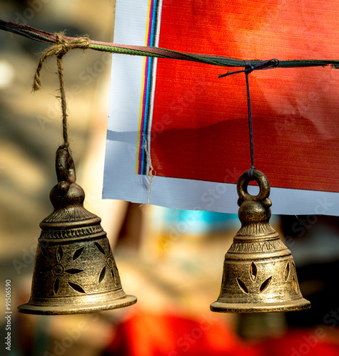 Brass praying bells hanging  photo