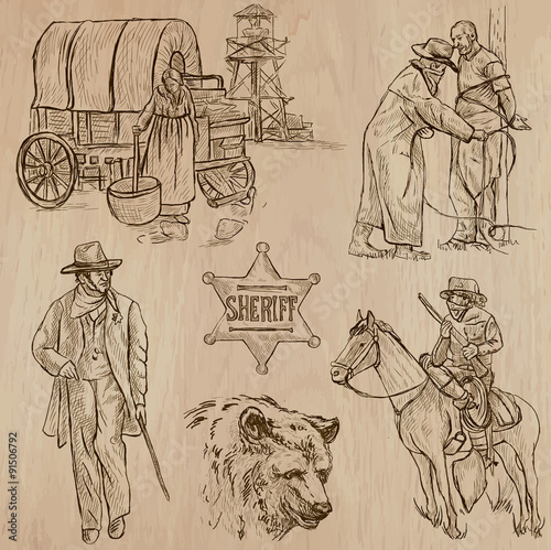 Fotografie, Tablou Wild West - Hand drawn vector pack