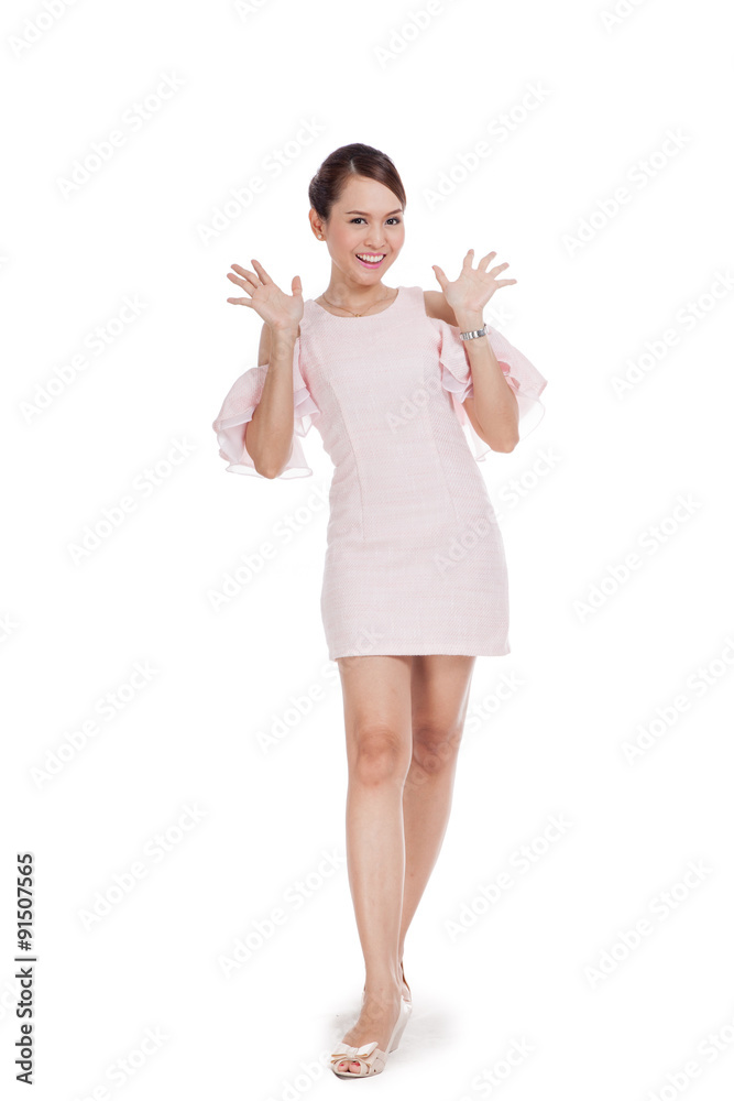 Happy beautiful Asian girl in pink dress Happy beautiful Asian girl in pink dress