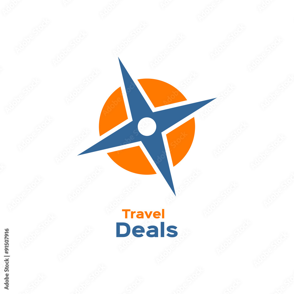 Compass, wind rose icon,
travel deals sign, logotype