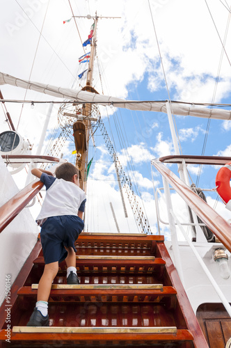 Little boy on the tall ship
