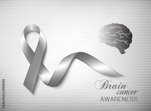 Brain cancer awareness ribbon. Vector