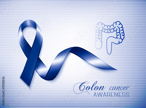 Colon cancer awareness ribbon. Vector