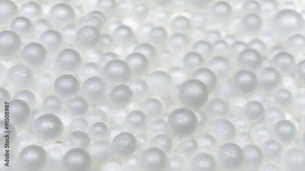 White styrofoam ball/White styrofoam ball on white macro