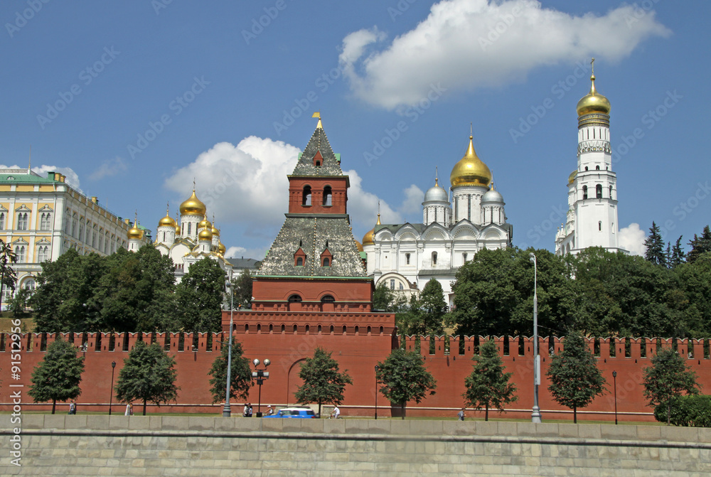 Moscow Kremlin and Kremlin Embankment, view from Moskva (Moscow) river, Moscow, Russia