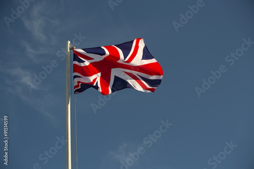 Great Britain flag in evening light