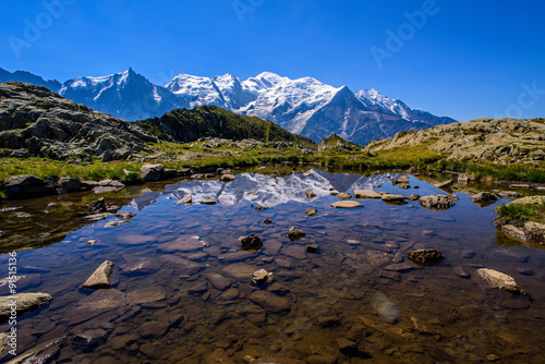 Reflet du massif du Mont-Blanc vue depuis le brevent