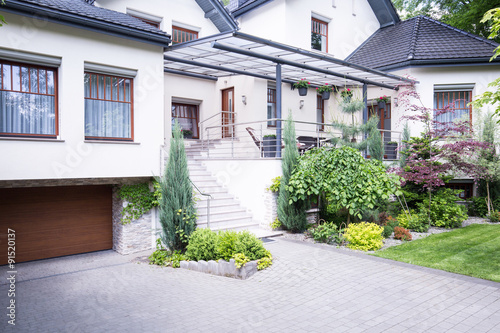 Entrance facade with garage