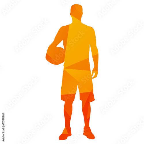 Abstract orange geometric standing basketball player