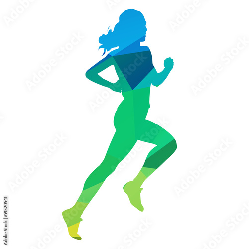 Run. Abstract geometrical running woman