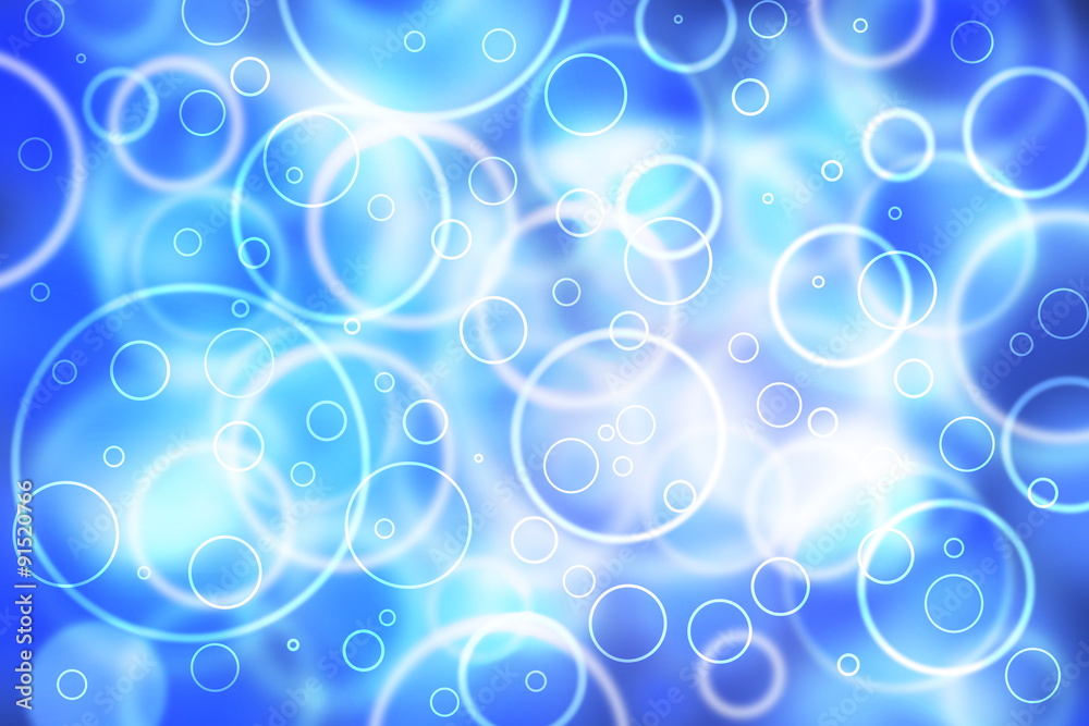 Abstract touchscreen circle shape bokeh computer background. Blurred circle blue color bokeh illustration background.