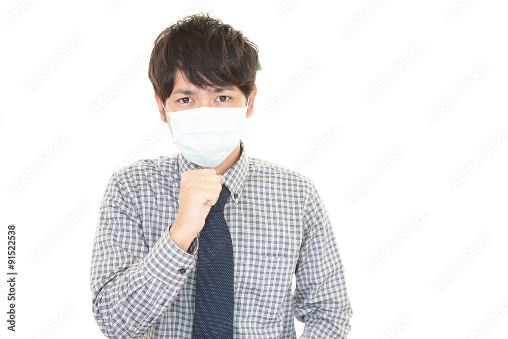 風邪に罹患した男性 風邪に罹患した男性