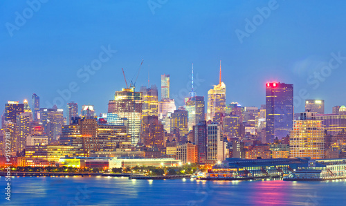 New York CIty, Manhattan famous landmarks at sunset