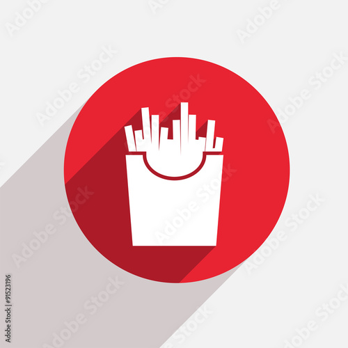 Vector modern French fries red circle icon