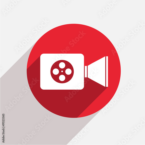 Vector modern videocamera red circle icon