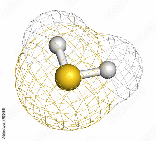 Cuadro en lienzo Hydrogen sulfide (H2S) molecule. Toxic gas.
