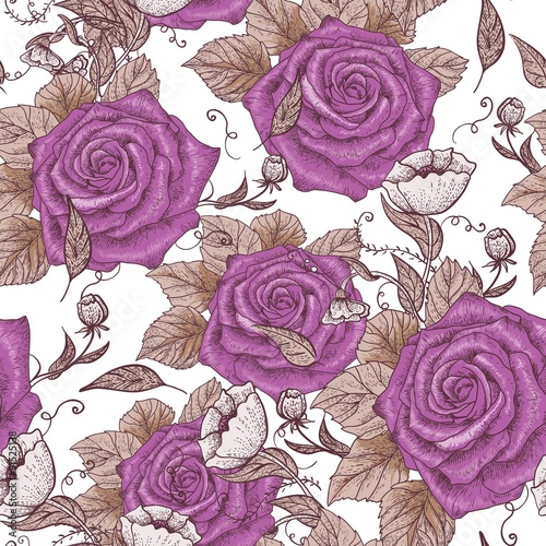 Pink Rose Seamless Pattern