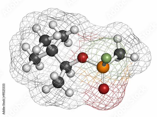 Soman nerve agent molecule (chemical weapon).  photo