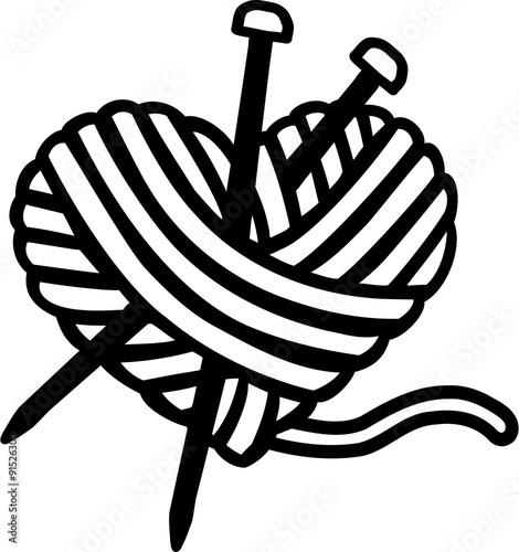 Heart Wool ball with needles