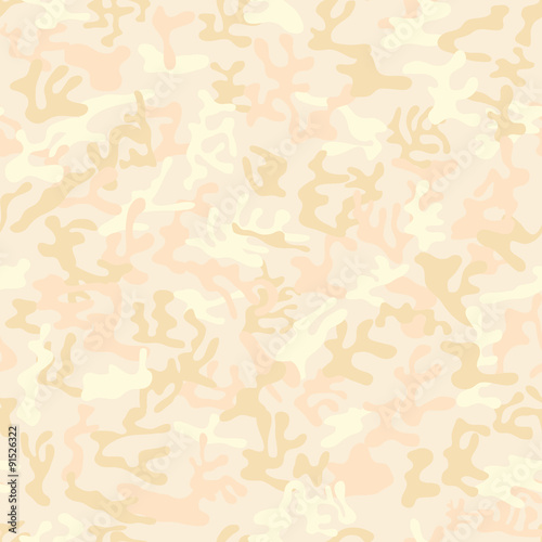 Seamless pastel colored military camouflage pattern for land disguise. It consists of four colors (antique white, wheat, bisque, corn silk) - Vector and illustration