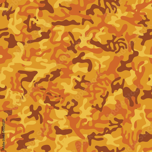Seamless orange, red, yellow military camouflage pattern - Vector and illustration