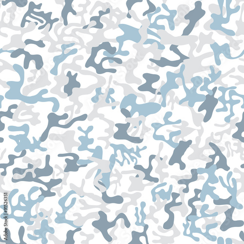 Seamless light blue and white military camouflage pattern for ice and water disguise - Vector and illustration