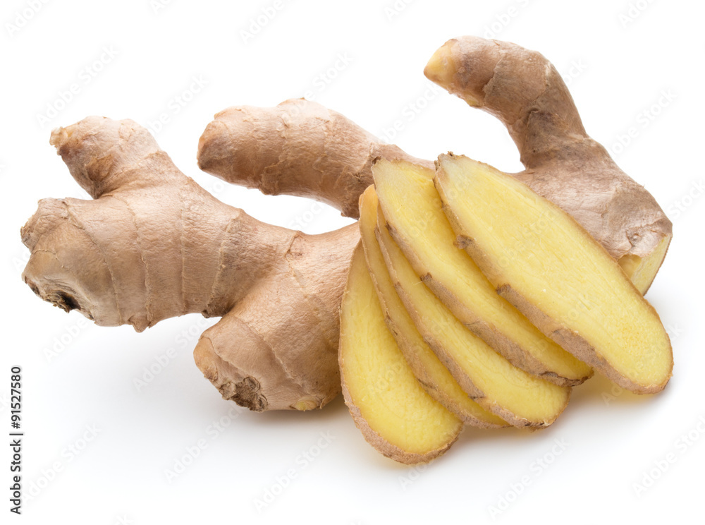 Fresh ginger root or rhizome isolated on white background cutout Fresh ginger root or rhizome isolated on white background cutout