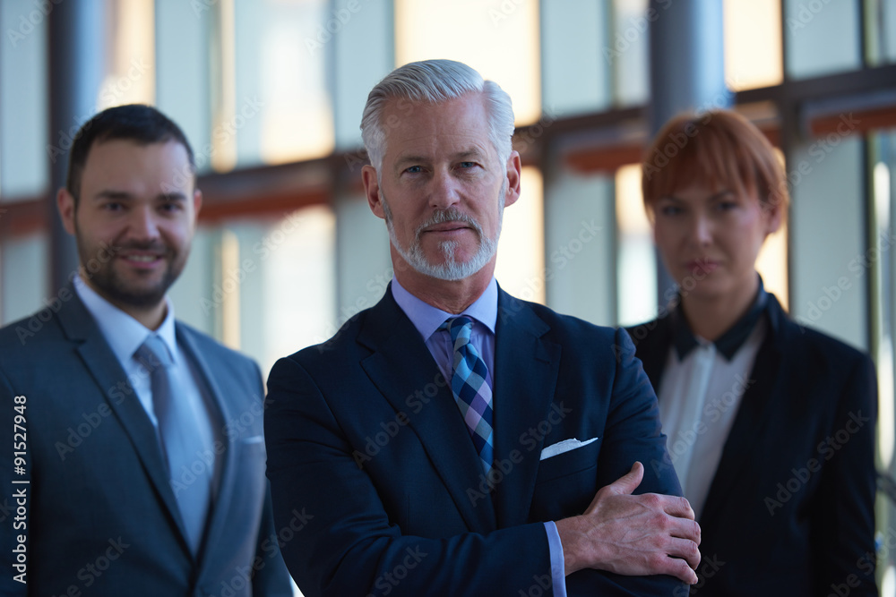 senior business man with his team at office senior business man with his team at office