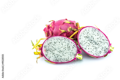 Dragon fruit on white background 