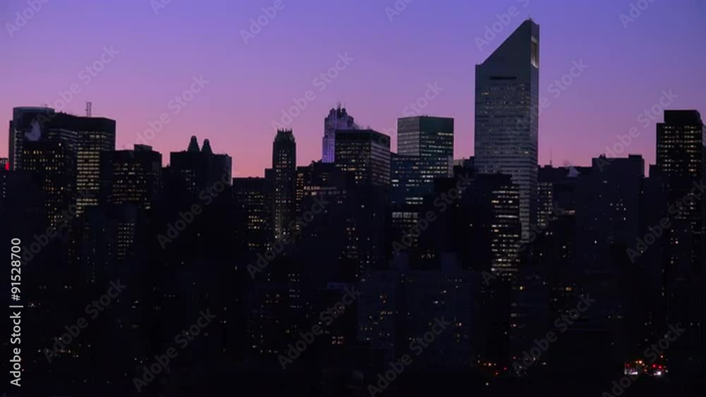 Beautiful dusk or night shot of the New York Manhattan skyline.