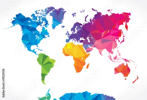 Obraz Mapa świata Low poly