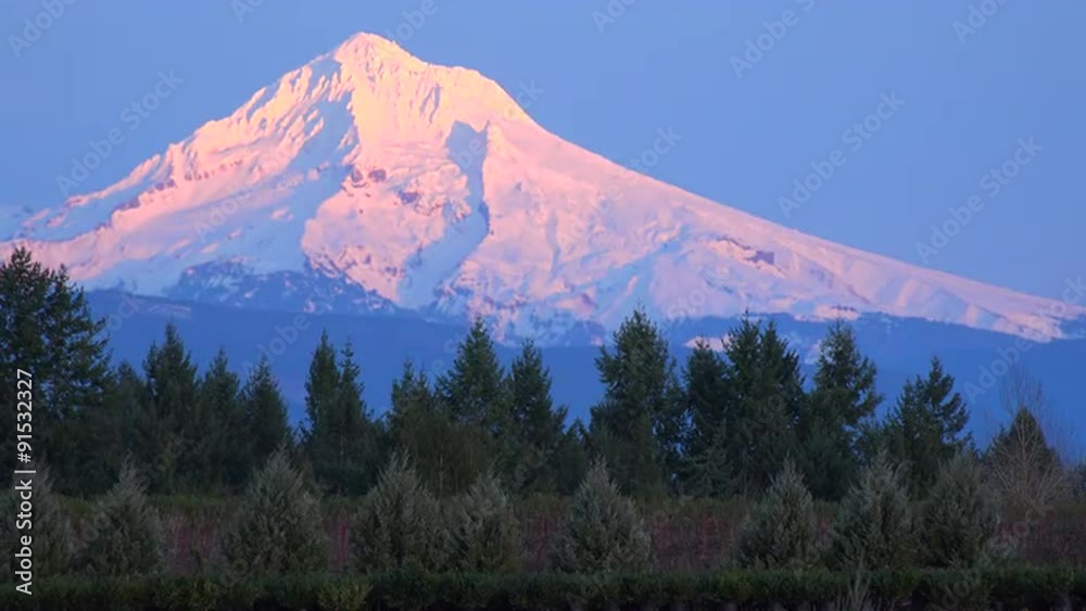 Sunset light illuminates Mt. Hood, Oregon.