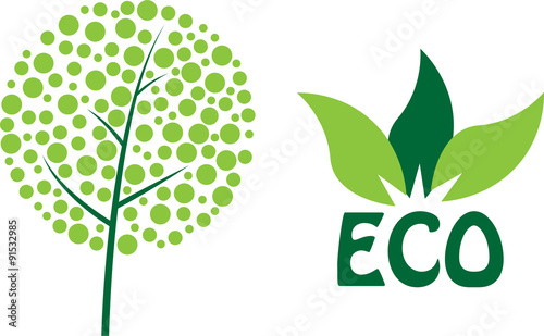 Simple green eco vector icons