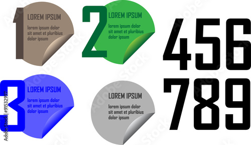 Numbered round stickers vector template