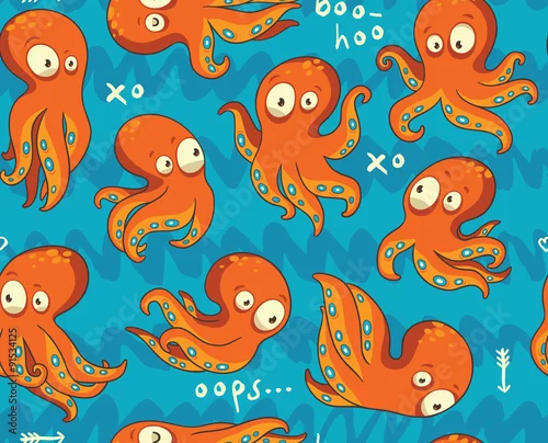 Obraz Ośmiornice w kreskówka wzór