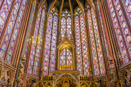 Artistic interior of the Sainte Chapelle in Paris
