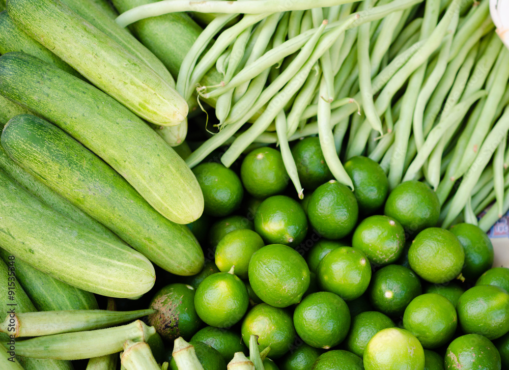 Fresh green vegetables on asian market Fresh green vegetables on asian market