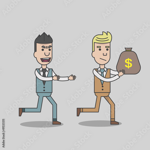 A man stealing money from business man, vector, illustration