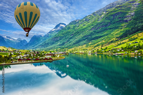 Mountain landscape, Olden, Norway photo