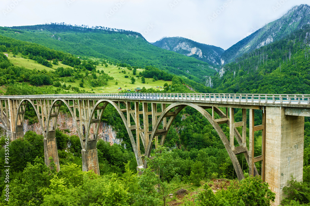 Mountain landscape, Montenegro. Durdevica Tara arc bridge Mountain landscape, Montenegro. Durdevica Tara arc bridge