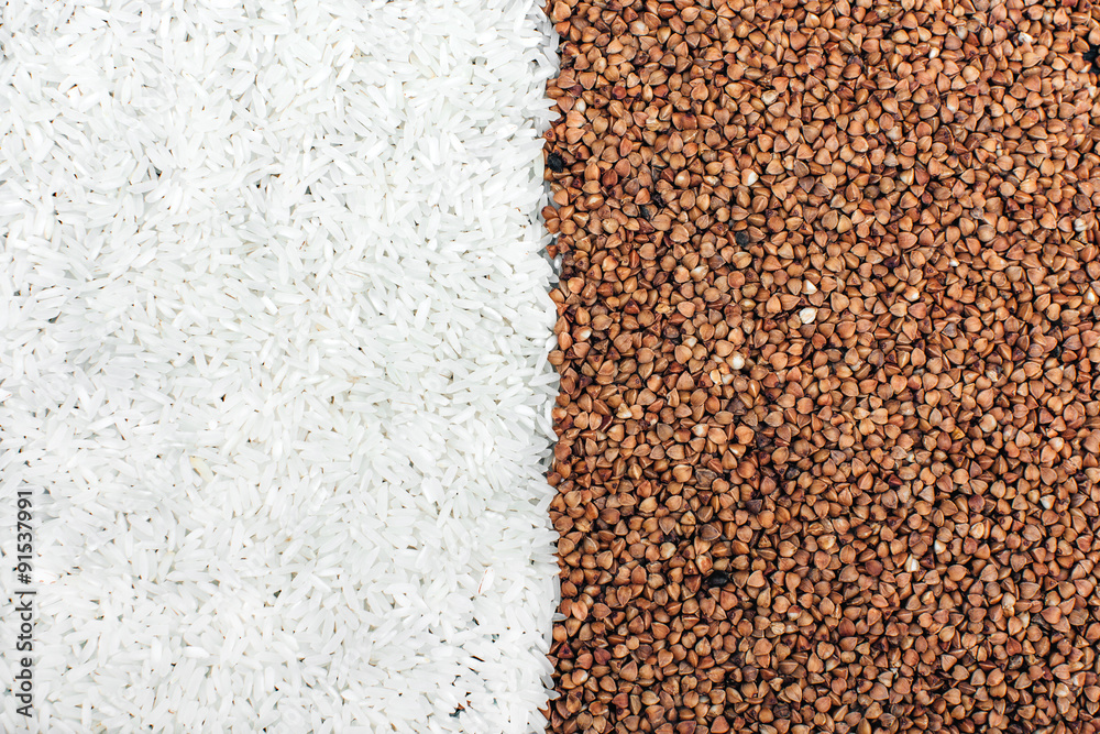rice and buckwheat groats texture rice and buckwheat groats texture