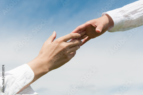 Canvas Print 青空 握手