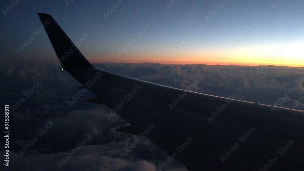Airliner flying at sunset Airliner flying at sunset