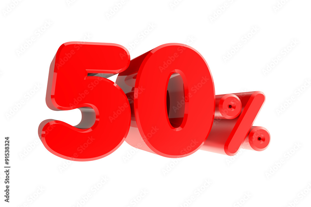 50 percent 3d rendering on white background 50 percent 3d rendering on white background