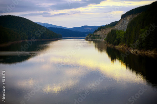Mountain Lake Vidra, summer evening